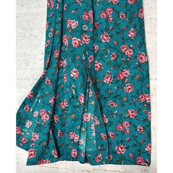 Floral Teal Midi Dress - Picture 8 of 10